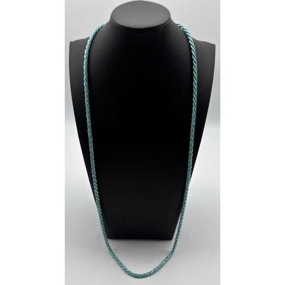 Vintage Nolan Miller Long Necklace 2 Twisted Strands Light Blue Glass Beads, 37" - Picture 7 of 11